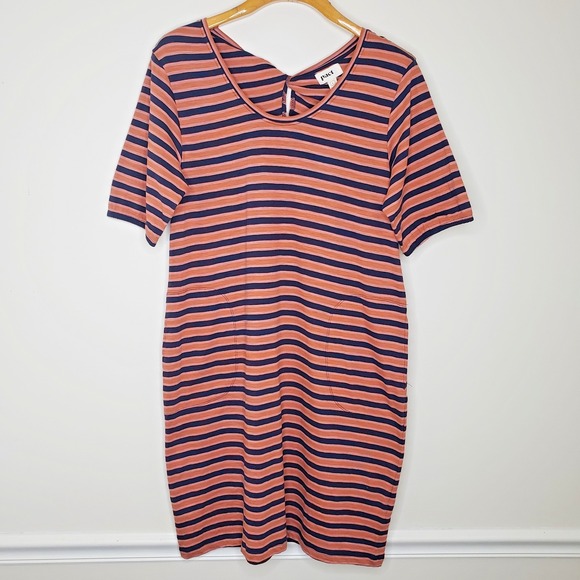 Pact Dresses & Skirts - Pact Avery Striped Shirt Dress Sz L Organic Cotton‎ Twist Back Boho Sustainable